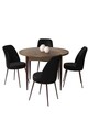 Set masă și scaune (5 bucăți), Hanah Home, Tor, Baroc / Negru