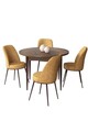 Set masă și scaune (5 bucăți), Hanah Home, Tor, Baroc / Cappuccino