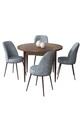 Set masă și scaune (5 bucăți), Hanah Home, Tor, Baroc / Gri