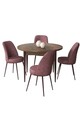 Set masă și scaune (5 bucăți), Hanah Home, Tor, Baroc / Roz Păfuit