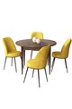 Set masă și scaune (5 bucăți), Hanah Home, Tor, Baroc / Muștar