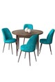 Set masă și scaune (5 bucăți), Hanah Home, Tor, Baroc / Turcoaz