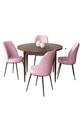 Set masă și scaune (5 bucăți), Hanah Home, Tor, Baroc / Roz