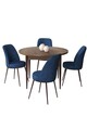 Set masă și scaune (5 bucăți), Hanah Home, Tor, Baroc / Albastru marin