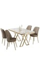 Set masă și scaune (5 bucăți), Hanah Home, Vals, Alb / Auriu / Cappuccino
