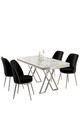 Set masă și scaune (5 bucăți), Hanah Home, Vals, Alb / Crom / Negru