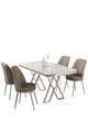 Set masă și scaune (5 bucăți), Hanah Home, Vals, Alb / Crom / Cappuccino
