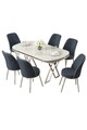 Set masă și scaune (7 piese), Hanah Home, Lai, Alb / Crom / Antracit