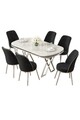 Set masă și scaune (7 piese), Hanah Home, Lai, Alb / Crom / Negru