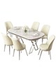 Set masă și scaune (7 piese), Hanah Home, Lai, Alb / Crom / Crem