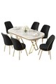 Set masă și scaune (7 piese), Hanah Home, Lai, Alb / Auriu / Negru