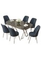 Set masă și scaune (7 piese), Hanah Home, Lai, Antracit / Crom