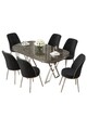 Set masă și scaune (7 piese), Hanah Home, Lai, Antracit / Crom / Negru