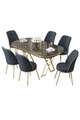 Set masă și scaune (7 piese), Hanah Home, Lai, Antracit / Aur