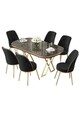 Set masă și scaune (7 piese), Hanah Home, Lai, Antracit / Aur / Negru