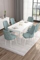 Set masa extensibila si scaune, Hanah Home, Are, Alb / Verde de mare