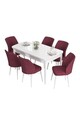 Set masa extensibila si scaune, Hanah Home, Eva, Alb / Burgundia