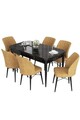 Set masa extensibila si scaune, Hanah Home, Eva, Marmură neagră / Cappuccino