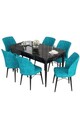 Set masa extensibila si scaune, Hanah Home, Eva, Marmură neagră / Turcoaz