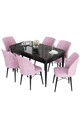 Set masa extensibila si scaune, Hanah Home, Eva, Marmură neagră / Roz