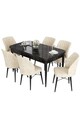 Set masa extensibila si scaune, Hanah Home, Eva, Marmură neagră / Crem
