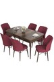 Set masa extensibila si scaune, Hanah Home, Eva, Baroc / Burgundia