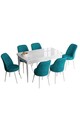 Set masa extensibila si scaune, Hanah Home, Han, Alb / Turcoaz
