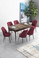 Set masa extensibila si scaune, Hanah Home, Han, Baroc / Burgundia