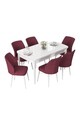 Set masa extensibila si scaune, Hanah Home, Nef, Alb / Burgundia
