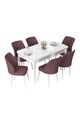 Set masa extensibila si scaune, Hanah Home, Nef, Alb / Roz Păduros