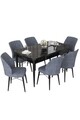 Set masa extensibila si scaune, Hanah Home, Nef, Marmură neagră / Fumure