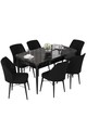 Set masa extensibila si scaune, Hanah Home, Nef, Marmură neagră / Negru