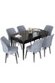 Set masa extensibila si scaune, Hanah Home, Nef, Marmură neagră / Gri
