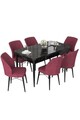 Set masa extensibila si scaune, Hanah Home, Nef, Marmură neagră / Burgundia
