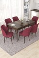 Set masa extensibila si scaune, Hanah Home, Nef, Baroc / Burgundia