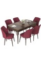Set masa extensibila si scaune, Hanah Home, Nef, Baroc / Burgundia