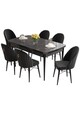 Set masa extensibila si scaune, Hanah Home, Roz, Marmură neagră / Negru