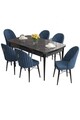 Set masa extensibila si scaune, Hanah Home, Roz, Marmură neagră / Albastru marin