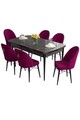 Set masa extensibila si scaune, Hanah Home, Roz, Marmură neagră / Damion