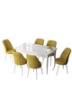 Set masa extensibila si scaune, Hanah Home, Zen, Alb/Muștar