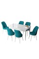 Set masa extensibila si scaune, Hanah Home, Zen, Alb / Turcoaz