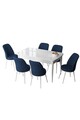 Set masa extensibila si scaune, Hanah Home, Zen, Alb / Bleumarin