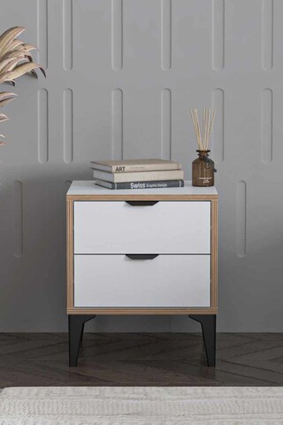 Noptiera, Hanah Home, Arden, 45x52x40 cm, Alb