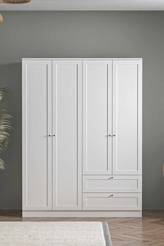 Dulap pentru haine, Hanah Home, Terra 182, 137x182x52 cm, Alb