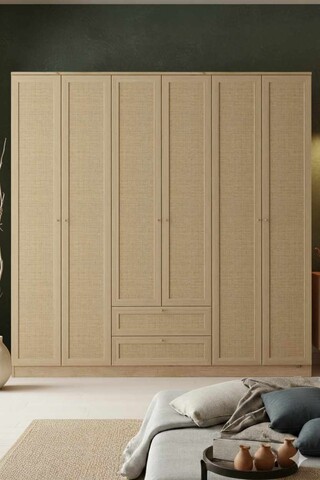 Dulap pentru haine, Hanah Home, Baru 6 210, 206x210x52 cm, Bej