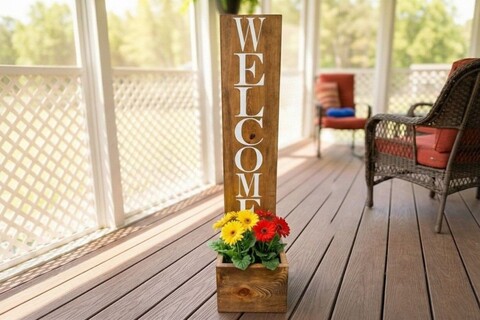 Ghiveci decorativ de grădină, Huhu656, 22x100x18 cm, Maro inchis