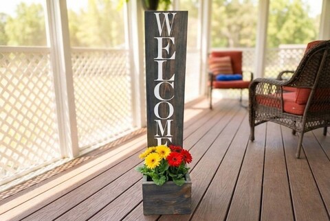 Ghiveci decorativ de grădină, Huhu656, 22x100x18 cm, Negru abanos