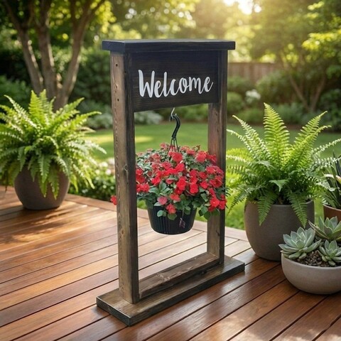 Ghiveci decorativ de grădină, Huhu657, 55x100 cm, Maro inchis