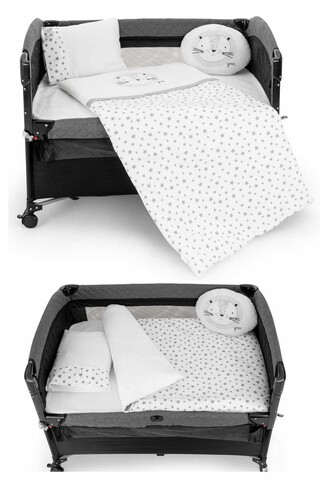 Set de dormit pentru bebelusi cu protectie laterala, Wallxpert, Park, Gri