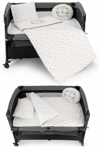 Set de dormit pentru bebelusi cu protectie laterala, Wallxpert, Park, Bej